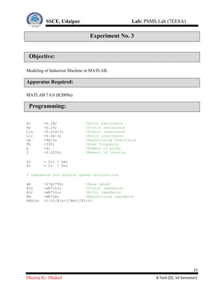 Power System Modeling and Simulation lab manual | PDF