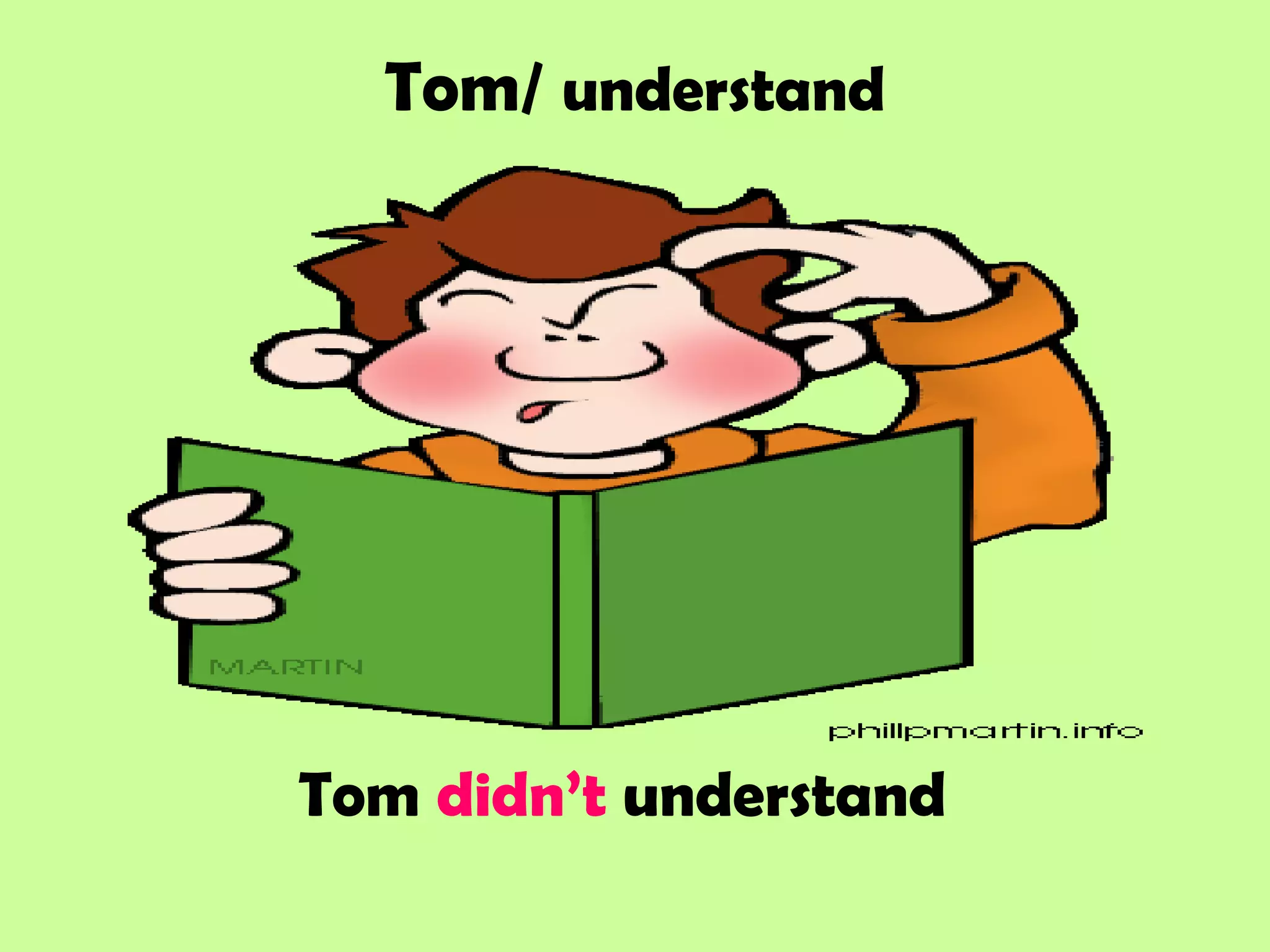 Tom/ understand
Tom didn’t understand
 