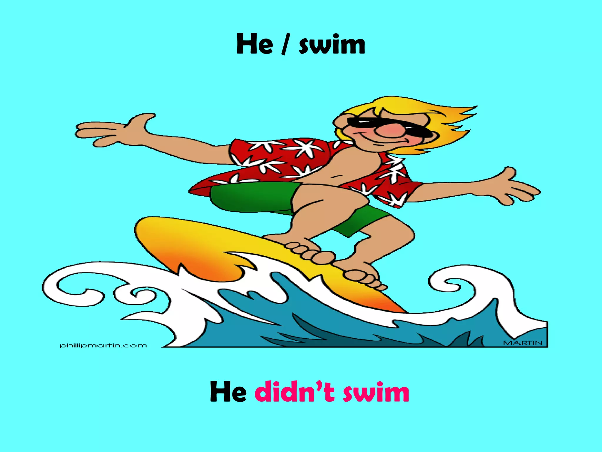 He / swim
He didn’t swim
 