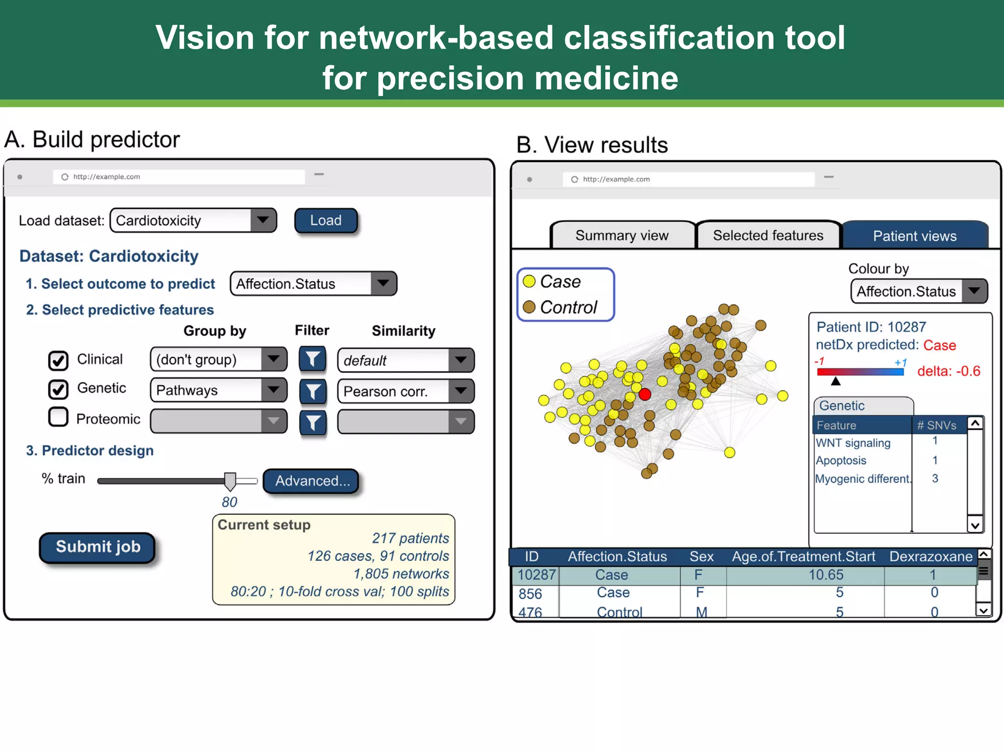 Vision for network-based classification tool
for precision medicine
 