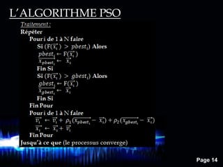 Page 14
L’ALGORITHME PSO
 
