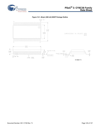 PSoC® 3: CY8C38 Family 
Data Sheet 
Figure 13-1. 48-pin (300 mil) SSOP Package Outline 
51-85061 *E 
Document Number: 001-11729 Rev. *V Page 125 of 137 
 