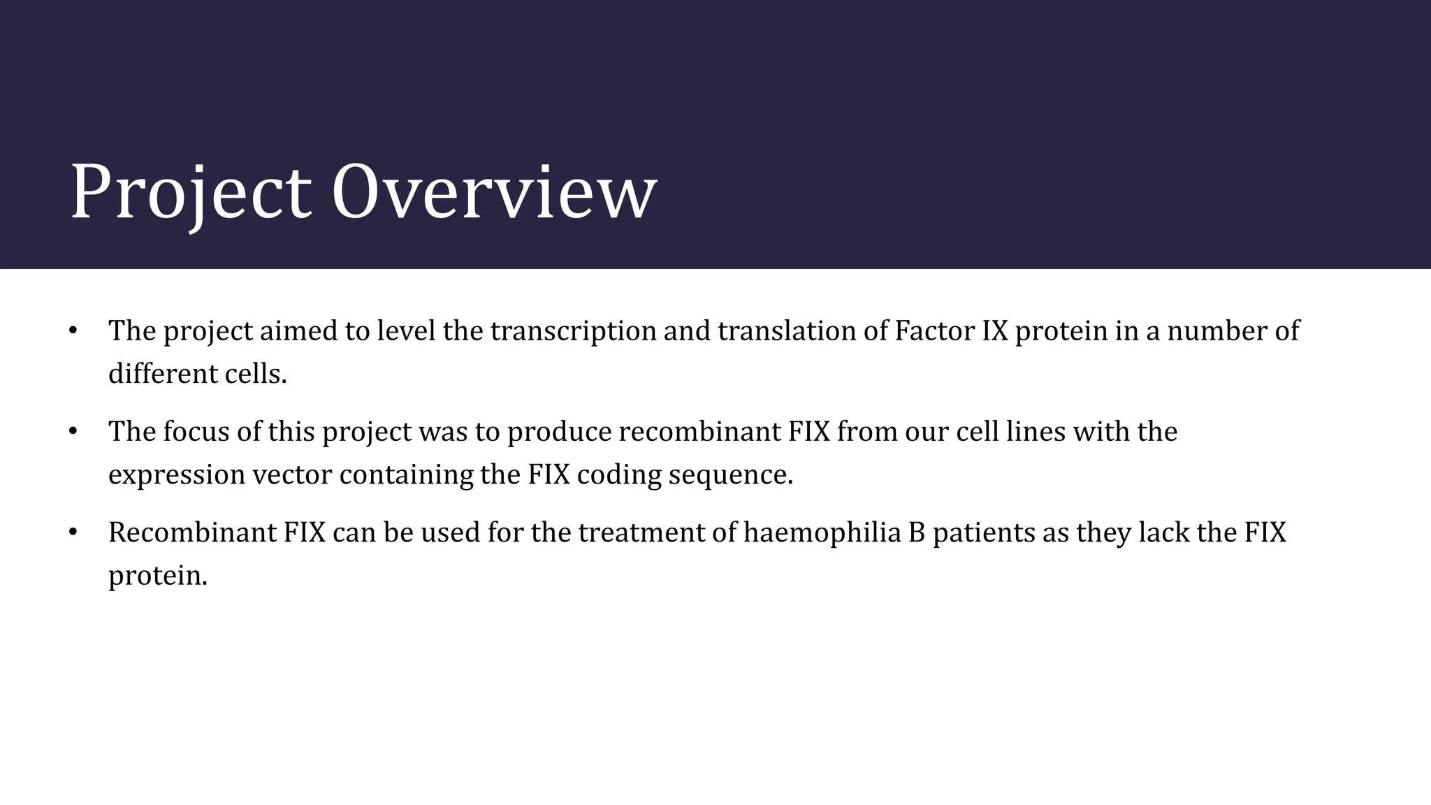Production of a recombinant therapeutic protein presentation | PPTX
