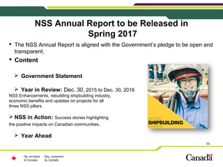 13
NSS Annual Report to be Released in
Spring 2017
 The NSS Annual Report is aligned with the Government’s pledge to be o...