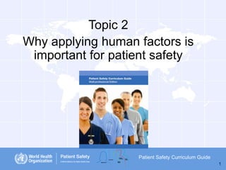 Topic 2
Why applying human factors is
important for patient safety

Patient Safety Curriculum Guide
1

 