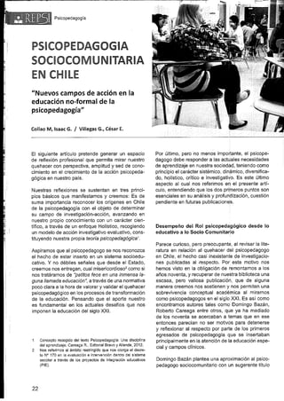 psicopedagogia sociocomunitaria en Chile