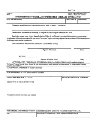 Pre-Sentence Report Required Forms