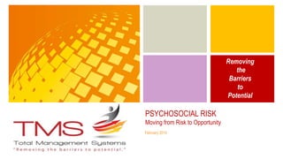 Removing
the
Barriers
to
Potential
PSYCHOSOCIAL RISK
Moving from Risk to Opportunity
February 2014
 