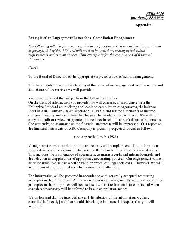 Compilation Engagement Letter Sample Compilation 2020