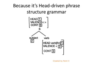 Because it’s Head-driven phrase
structure grammar
 