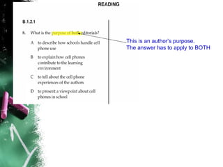 This is an author’s purpose.  The answer has to apply to BOTH 