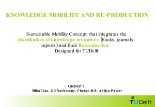 [object Object],GROUP 3  Mika Liao, Gil Nachmany, Chetan K.S, Aditya Pawar Sustainable Mobility Concept   that integrates the   distribution of knowledge resources   (books, journals, reports) and their   Reproduction .   Designed for TUDelft 