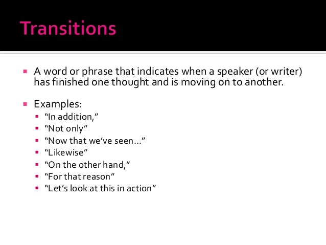 transition statements examples