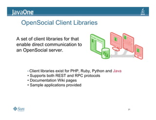 JavaOne: Creating Serverside and Mobile Mashups with the OpenSocial Java client libraries