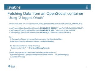 JavaOne: Creating Serverside and Mobile Mashups with the OpenSocial Java client libraries