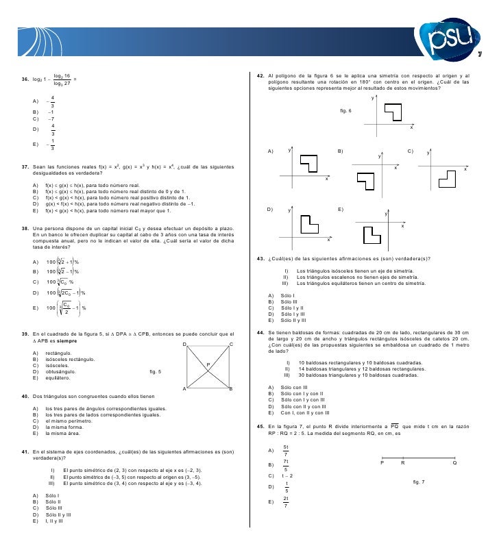log2 7/4 matematicas Psu 2011