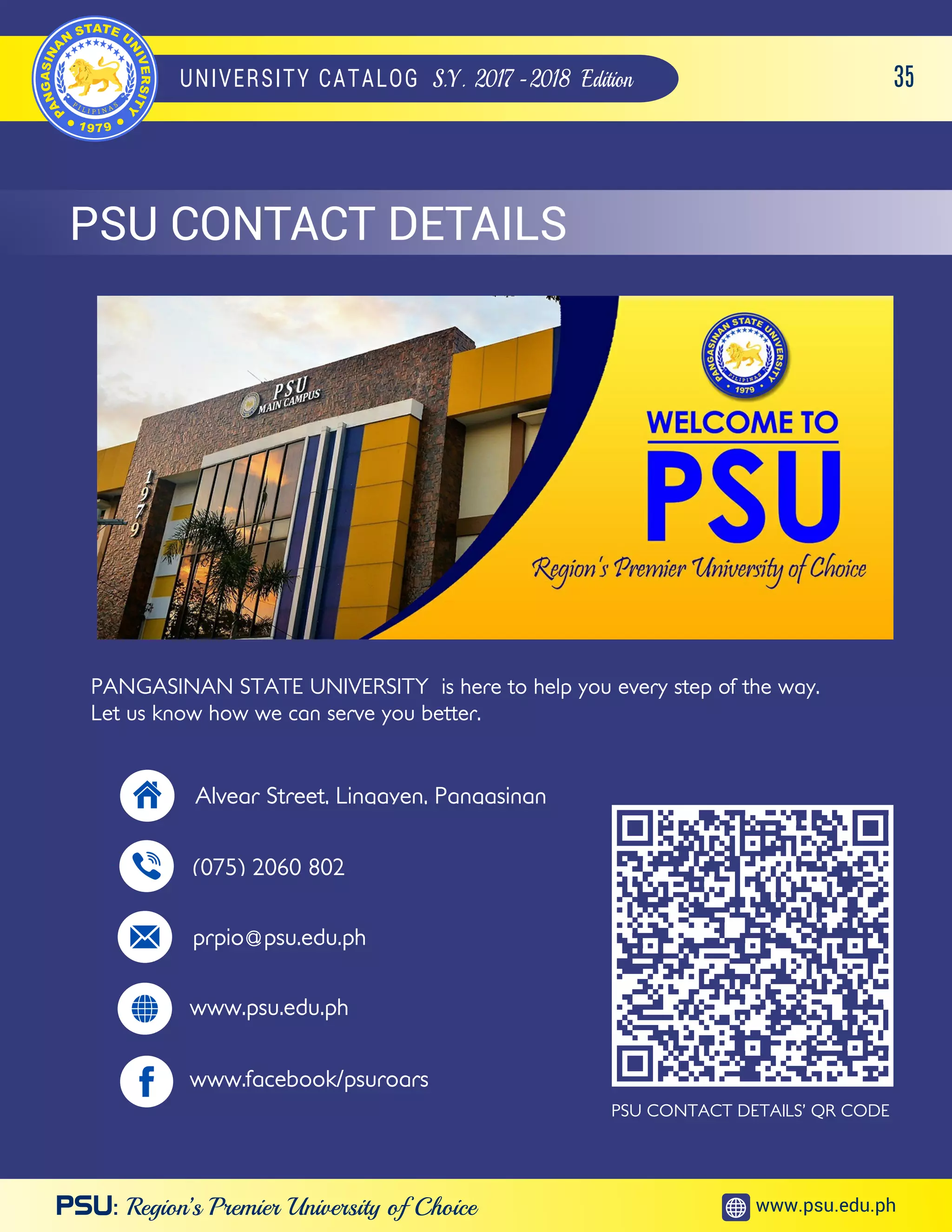 Pangasinan State University Catalog S.Y 20172018 PDF