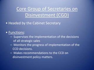 Reversal of Policies towards PSU’sIndustrial Policy 1991The Industrial policy of 1991 started the process of delicensing and except 18 industries, Industrial licensing was withdrawn. The market was opened up to domestic private capital and foreign capital was provided free entry up to 51% equity in high technology areas. The aim of economic liberalization was to enlarge competition and allowing new firms to enter the market. Thus the emphasis shifted from PSEs to liberalization of economy