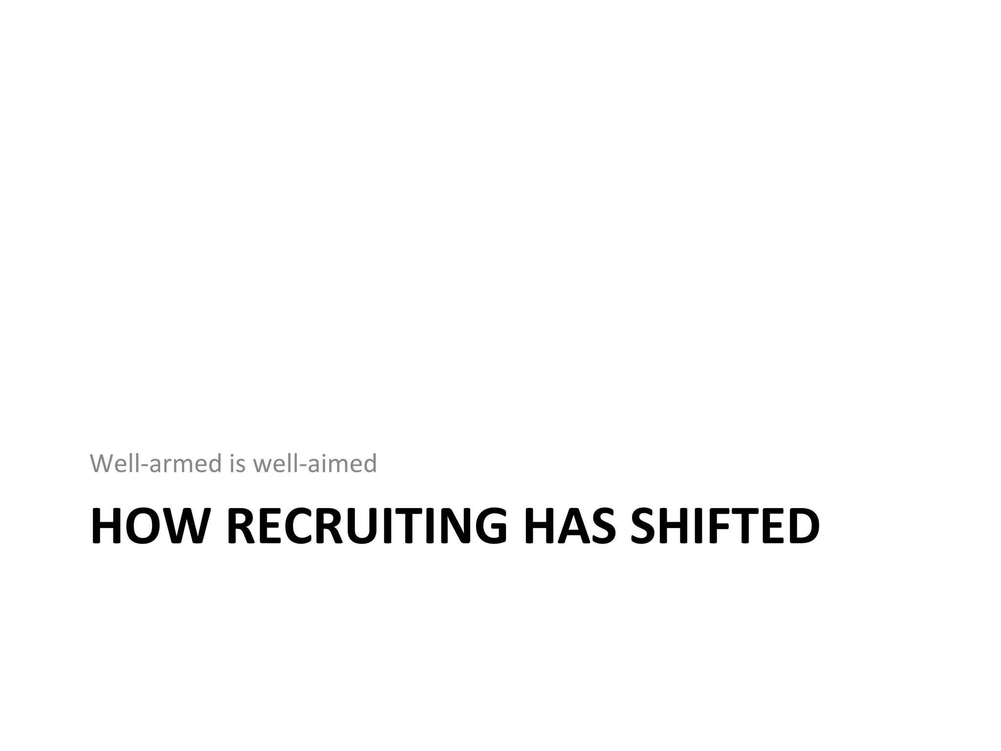 HOW	
  RECRUITING	
  HAS	
  SHIFTED	
  
Well-­‐armed	
  is	
  well-­‐aimed	
  
 
