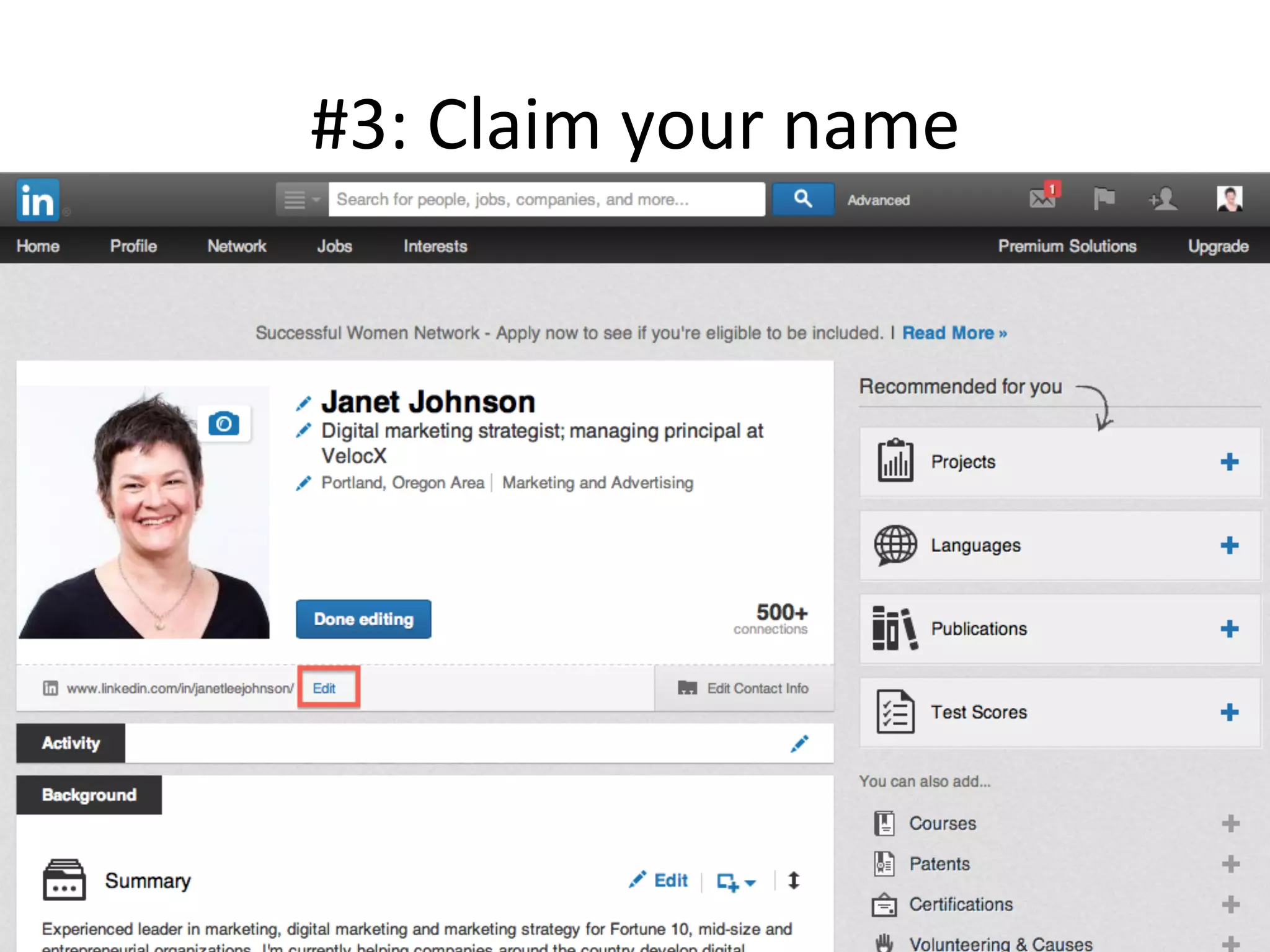#3:	
  Claim	
  your	
  name	
  
 