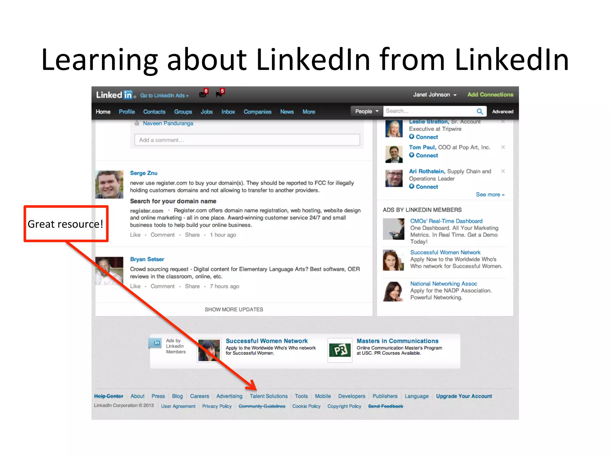 Learning	
  about	
  LinkedIn	
  from	
  LinkedIn	
  
Great	
  resource!	
  
 