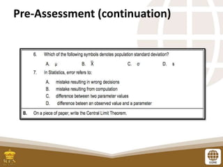 Pre-Assessment (continuation)
 
