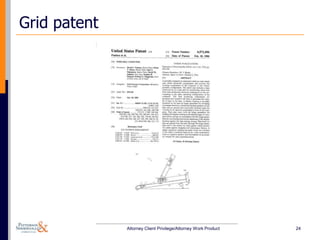 Grid patent




              Attorney Client Privilege/Attorney Work Product   24
 