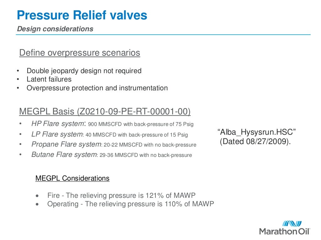 Pressure Relief valve sizing and design