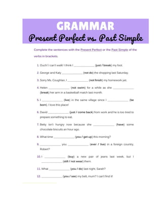 PRESENT PERFECT VS PAST SIMPLE EXERCISES | PDF