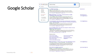 Google Scholar
Presentation title | 25
 