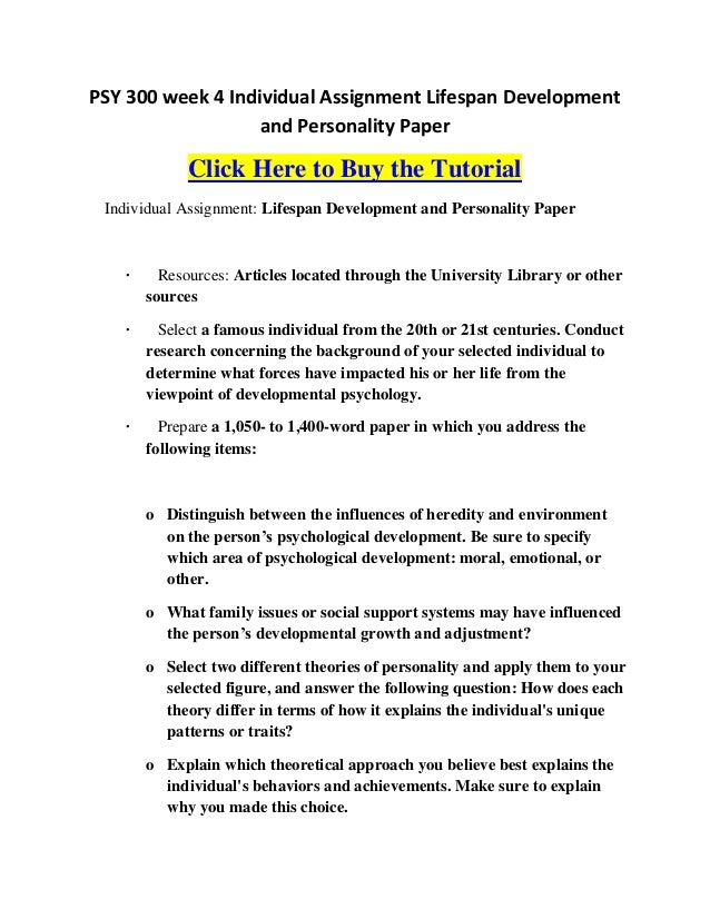 Psy 405 week 4 personality analysis paper