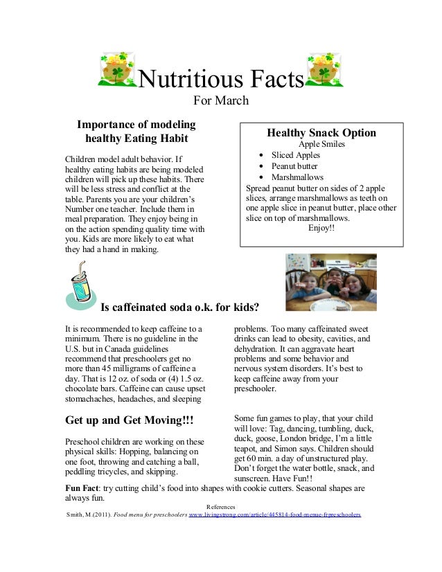newsletter nutrition healthy eating children psy behavior march importance slideshare facts