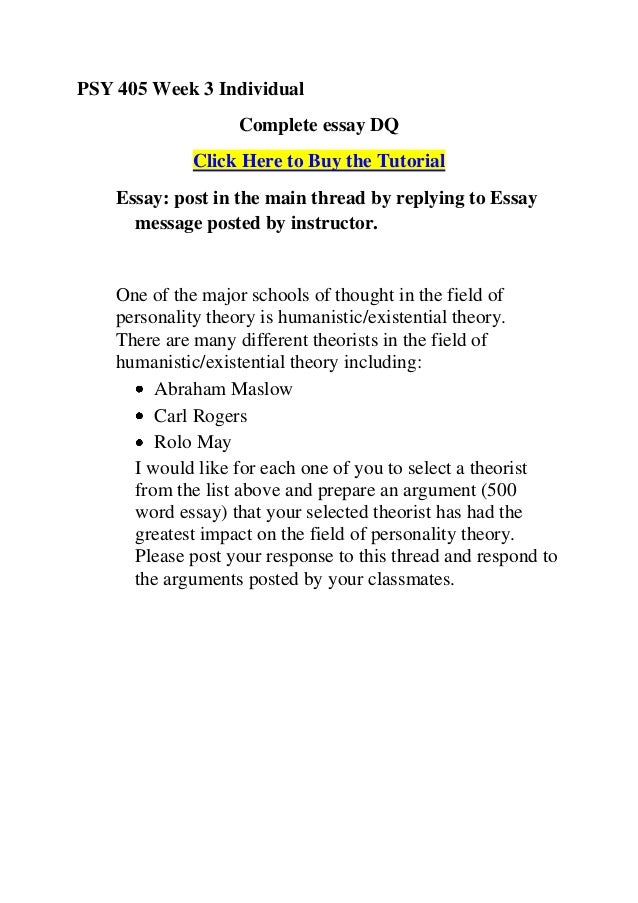 Psy 405 week 4 personality analysis paper