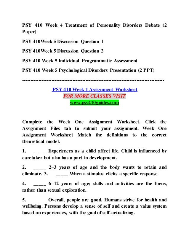 Psy 410 Week 2 Worksheet