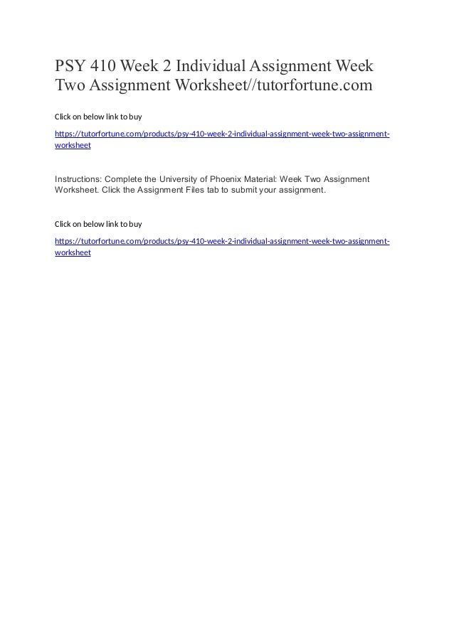 Psy 410 week 2 individual assignment week two assignment worksheet