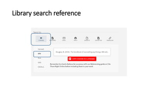 Library search reference
 