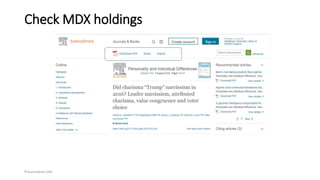 Check MDX holdings
Presentation title
 