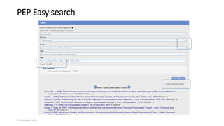 PEP Easy search
Presentation title
 