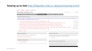 Keeping up-to-date http://libguides.mdx.ac.uk/psych/stayingcurrent
Presentation title
 