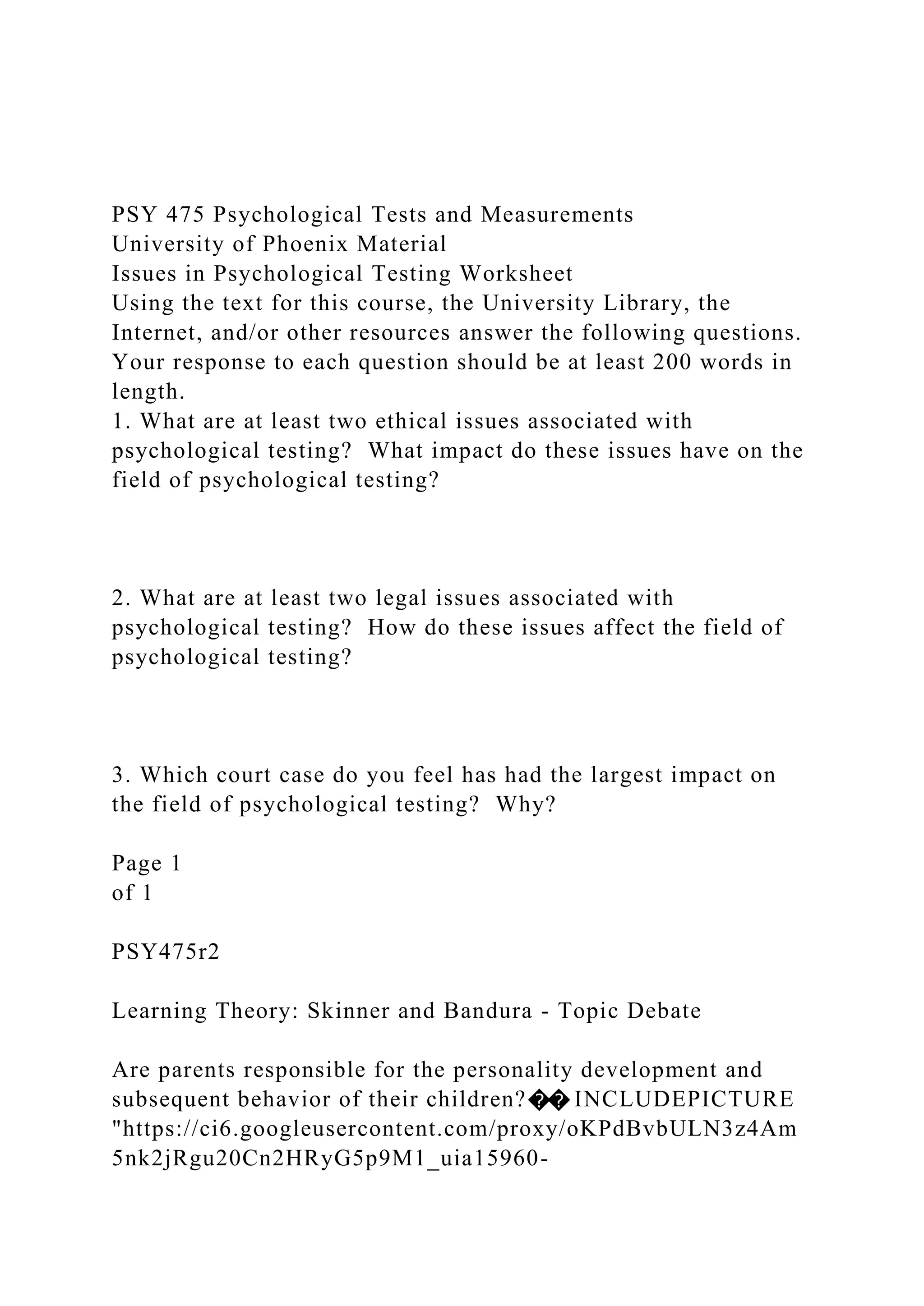 PSY 475 Psychological Tests and MeasurementsUniversity of Phoe.docx