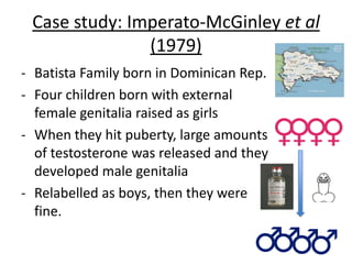 ES Theory – Baron-Cohen (2002):
Research has shown that women are
better at EMPATHISING
Whereas men are supposedly better at
SYSTEMATISING
Baron-Cohen (uncle of BORAT
nonetheless!) (2002) calls this the ‘E-S
theory’
Shows woman look after baby, but man have evolutionary
advantage for hunting & stuff. I like to make sexy time.
 