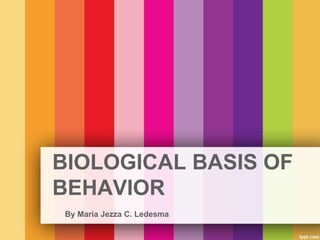 BIOLOGICAL BASIS OF
BEHAVIOR
By Maria Jezza C. Ledesma
 