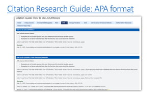 Citation Research Guide: APA format
 