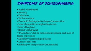 Schizophrenia Class Report (MENTAL DISORDER)