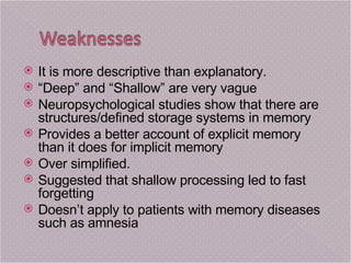 Psych Levels Of Processing Model Of Memory | PPT | Science