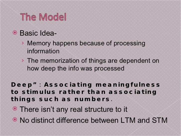 Psych Levels Of Processing Model Of Memory