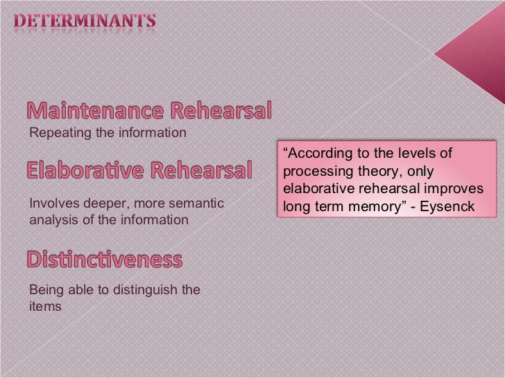 Psych Levels Of Processing Model Of Memory