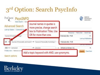 3rd Option: Search PsycInfo
 