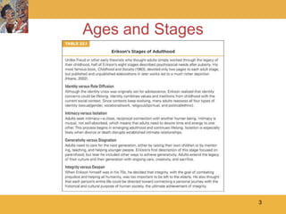 Ages and Stages




                  3
 