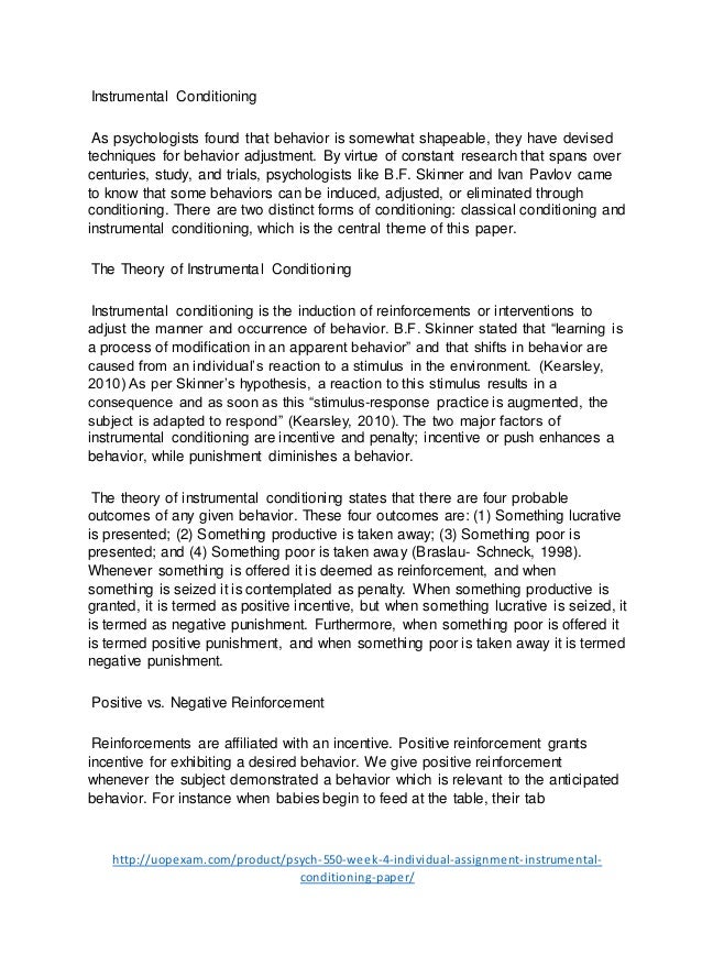 Instrumental conditioning essay picture